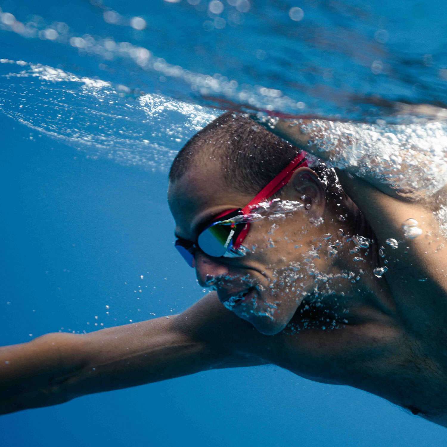SWANS ASCENDER SR-81PAF Smoke Lens x Flash Blue Mirror SWIM GOGGLE