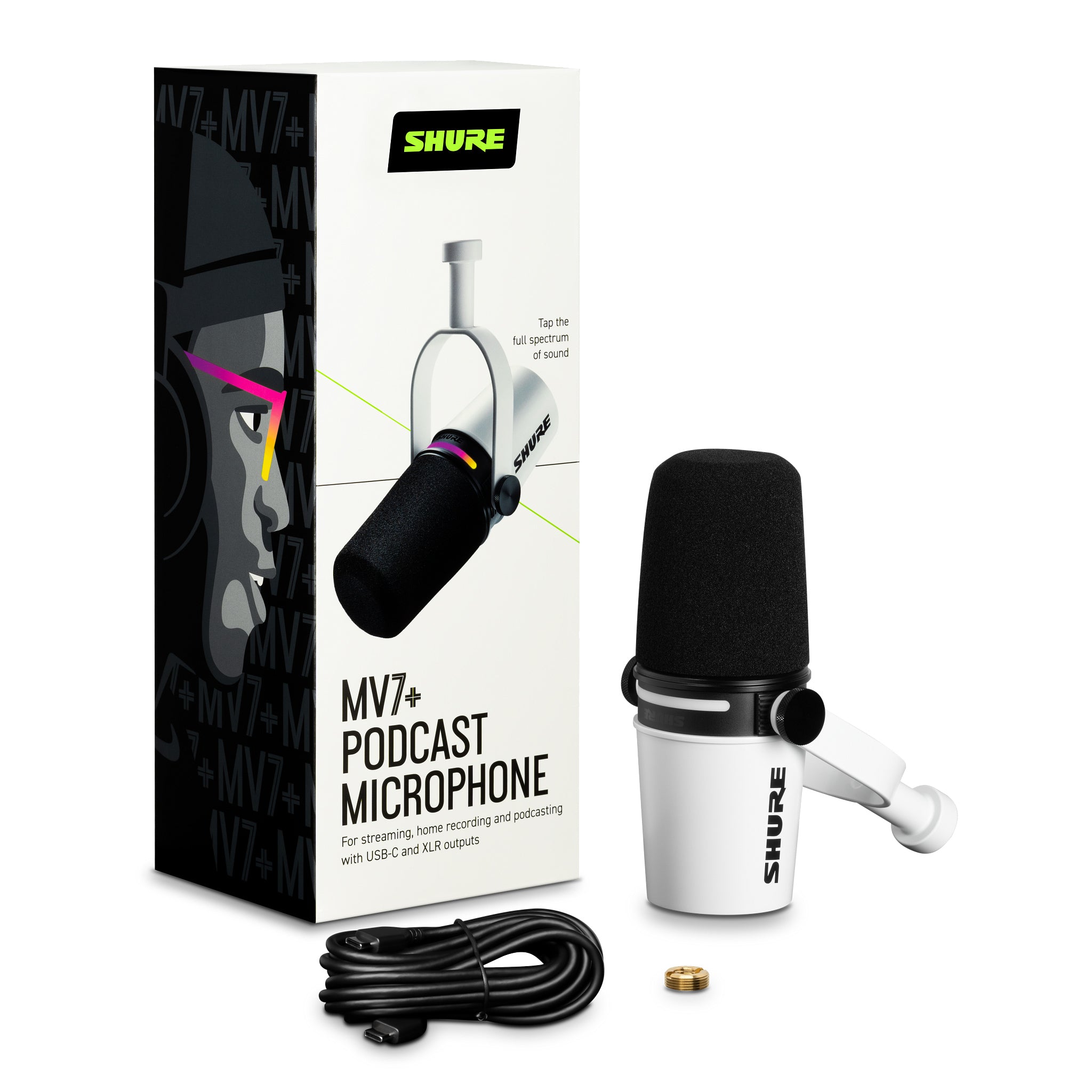 SHURE MV7+-W-J MV7+ ポッドキャストマイクロホン(ホワイト) - 業務用