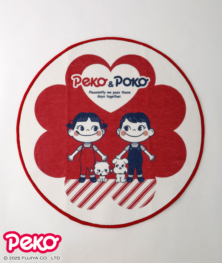 PEKO＆POKO】円形マット(60×60㎝ レッド): 寝具