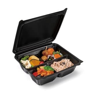 耐熱折蓋 バイオデリカ シェルBOX-80-1 黒25枚｜foodware+