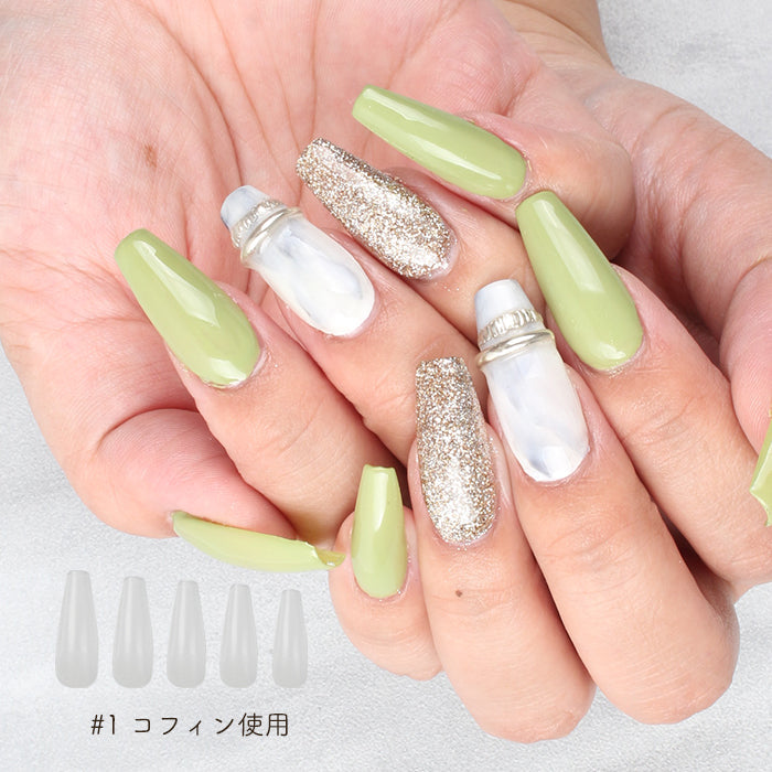 エクステンション】SOFT GEL TIPS【1】コフィン｜エクステンション 長
