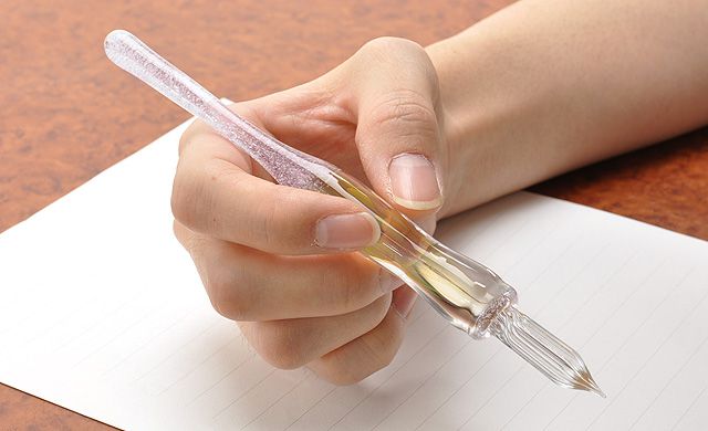 川西硝子 ガラスペン 硬質ガラスペン 矢絣（やがすり） インサイド 緑