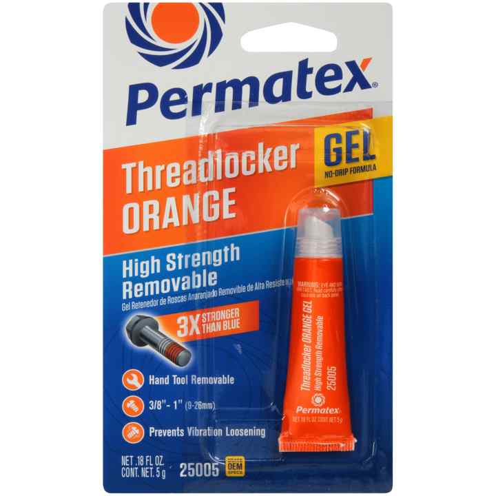 Permatex® High Strength Removable Threadlocker Orange Gel, 5 G