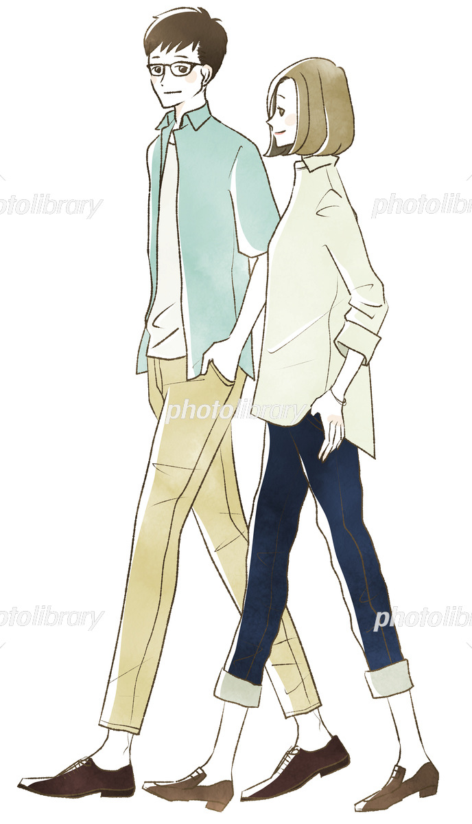 散歩をする男女 イラスト素材 [6481966] - フォトライブラリー