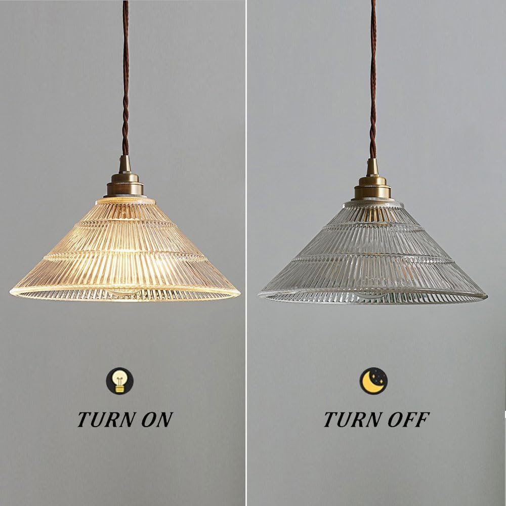 Tapered Vertical Pattern Glass Hanging Lamp | Lid Shap Stained