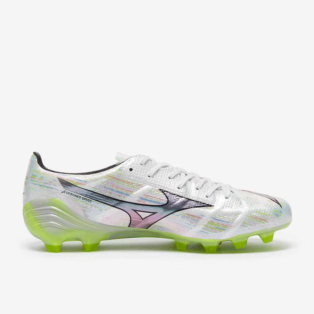 Mizuno Alpha II Elite Firm Ground - White/Silver Iridiscent/Black