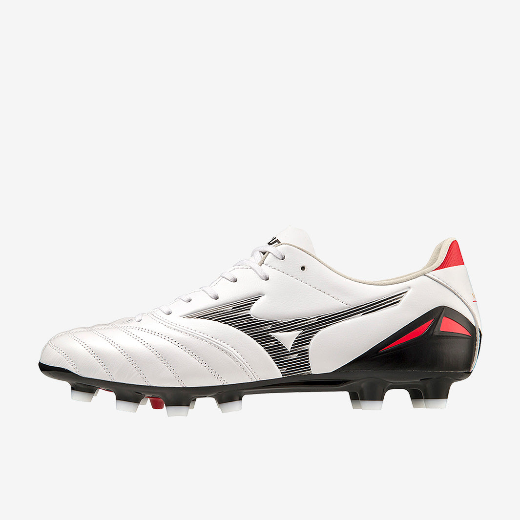 Mizuno Morelia Neo IV Pro Firm Ground - White/Black/Red - Adult Cleats