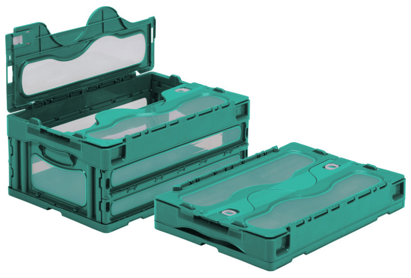 透明窓付き折りたたみコンテナ マドコン C-30B (蓋付き) 三甲株式会社