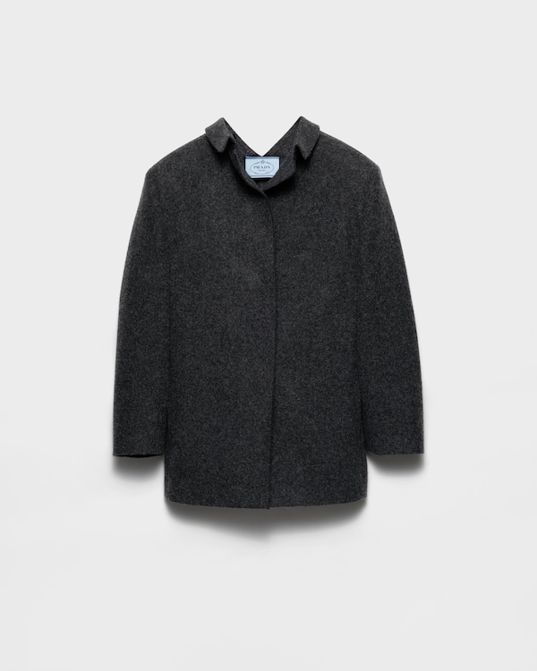 Slate Gray Single-breasted Shetland Wool Jacket | PRADA