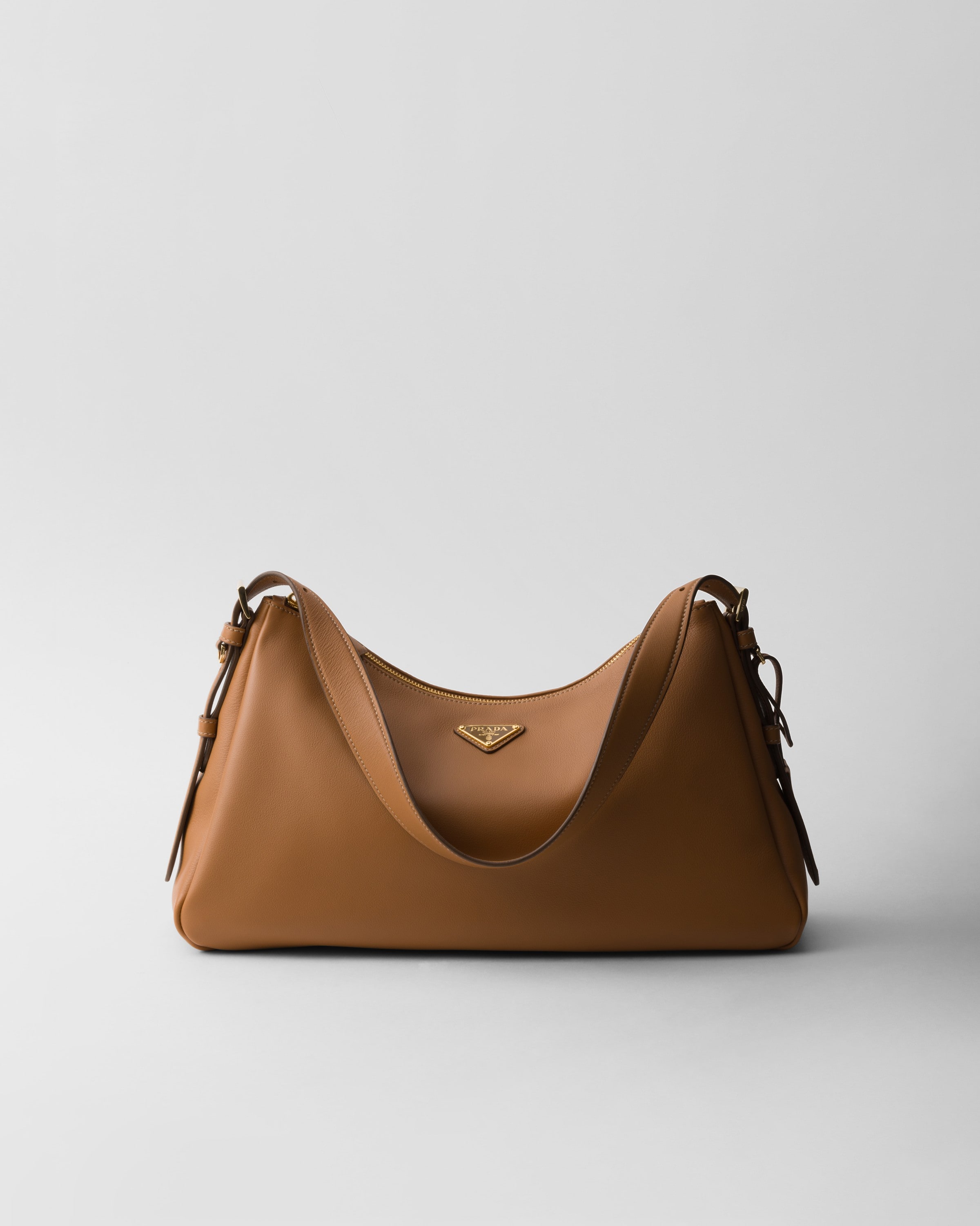 Caramel Prada Aimée Large Leather Shoulder Bag | PRADA