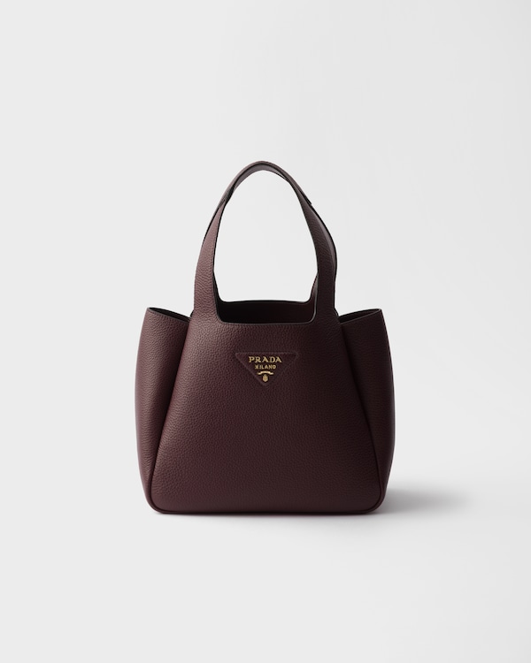 バーガンディ スモール レザー トートバッグ | PRADA
