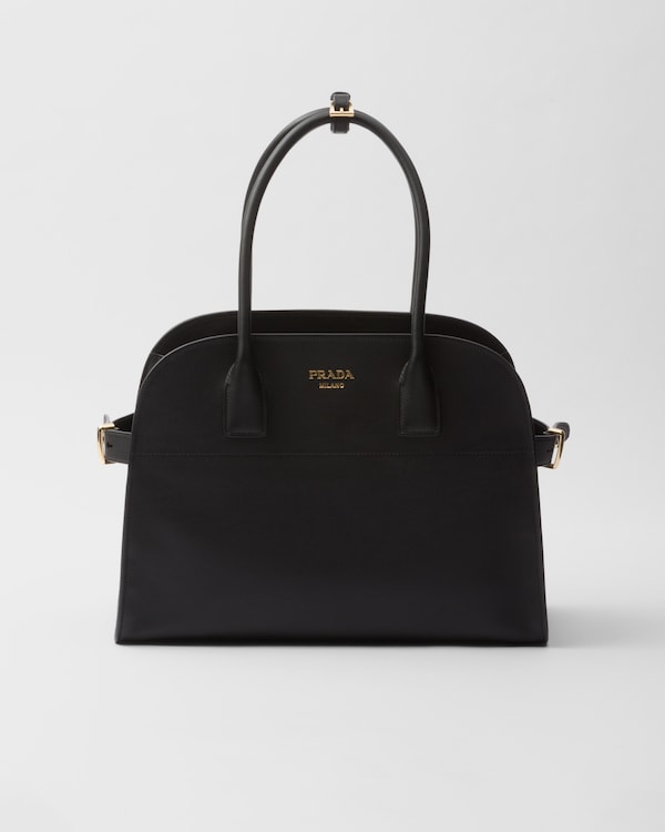 ブラック ミディアム ソフトグレインレザー トートバッグ | PRADA