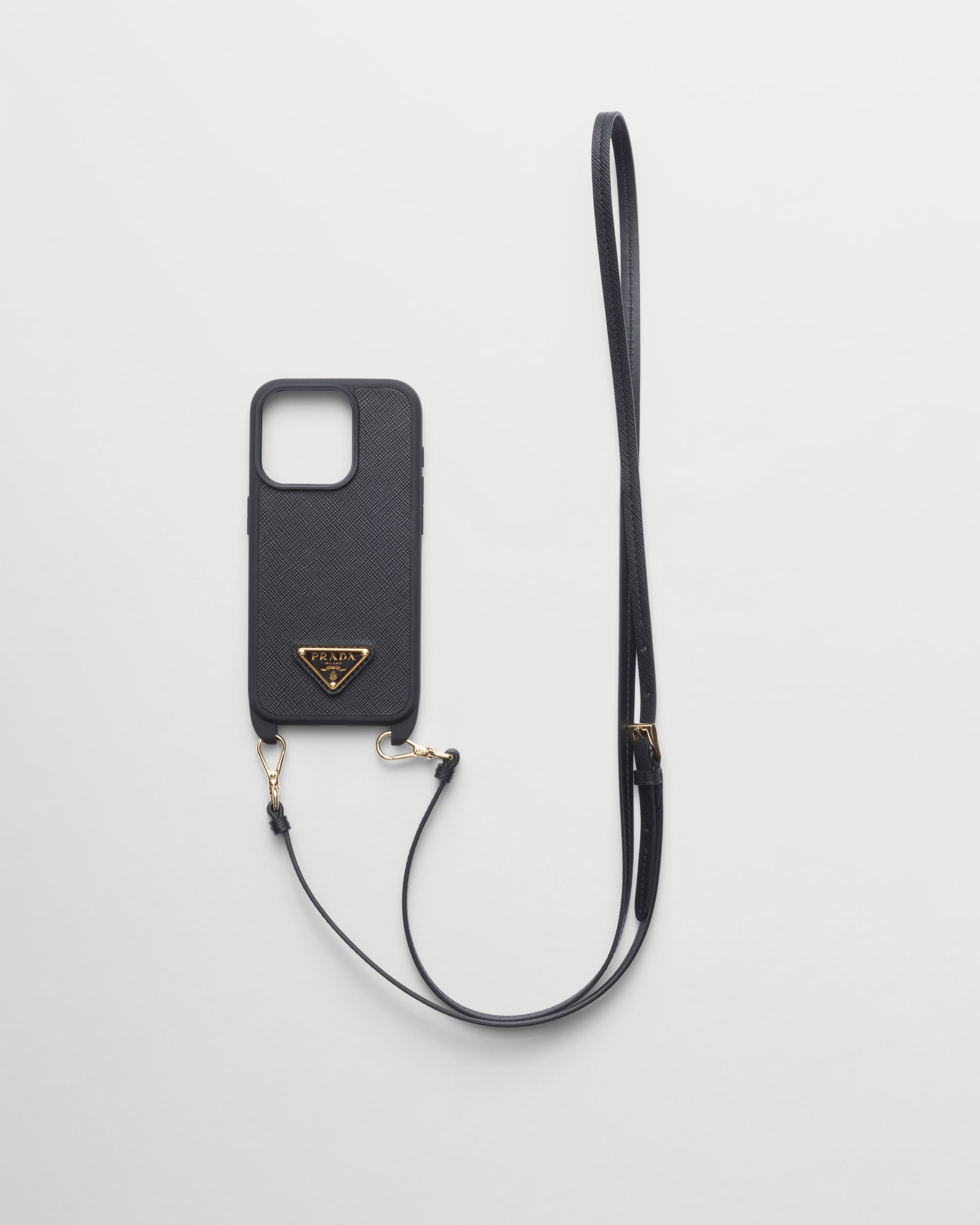 Black Saffiano Leather Cover For Iphone 15 Pro | PRADA