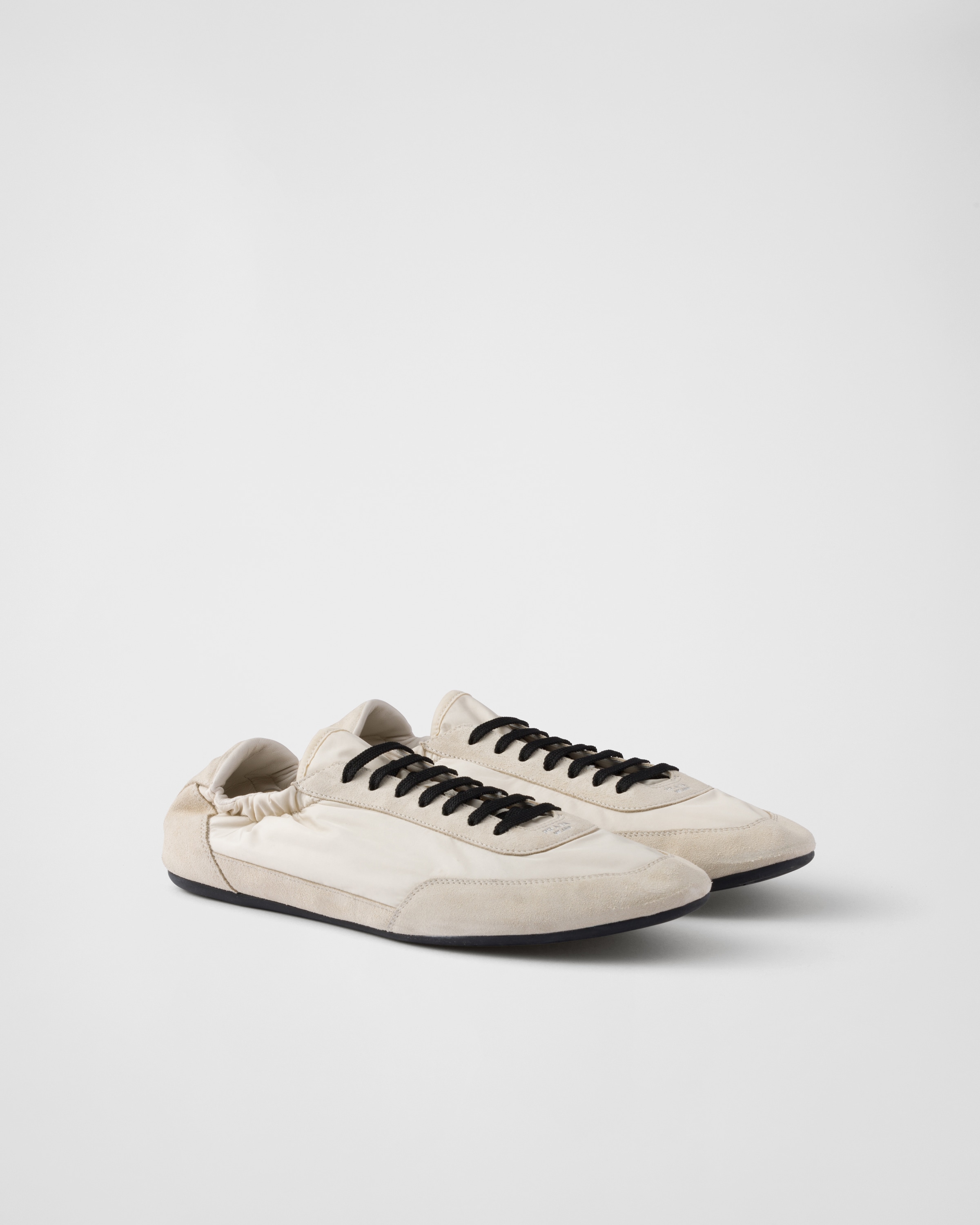Ivory Collapse Re-nylon And Suede Elasticized Sneakers | PRADA