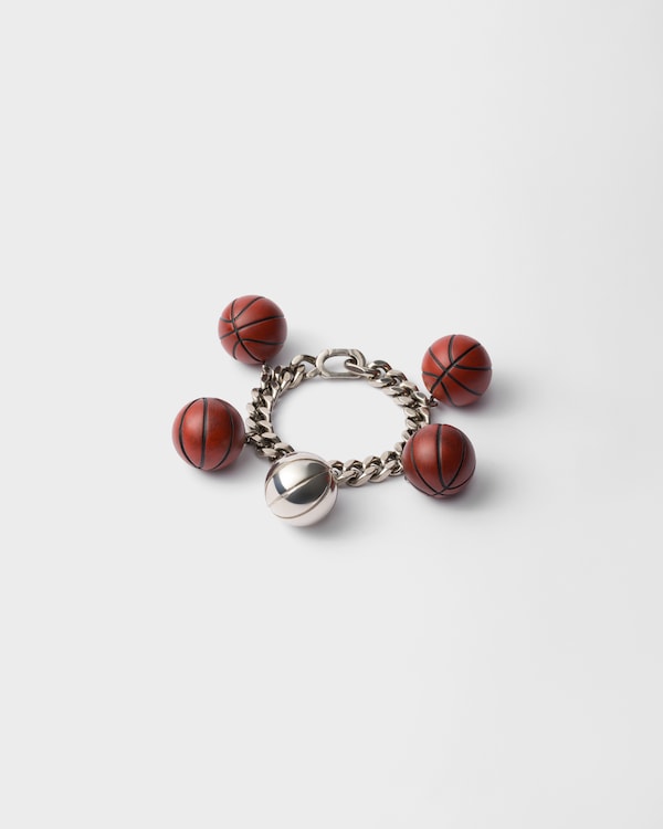 Pewter/orange Metal Basketball Bracelet | PRADA