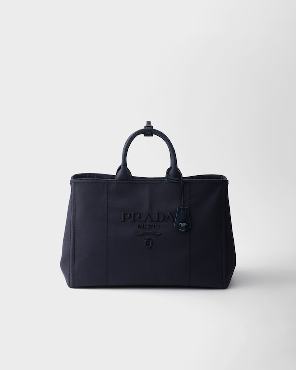 Baltic Blue Prada Jardinière Extra-large Cotton Canvas Tote Bag