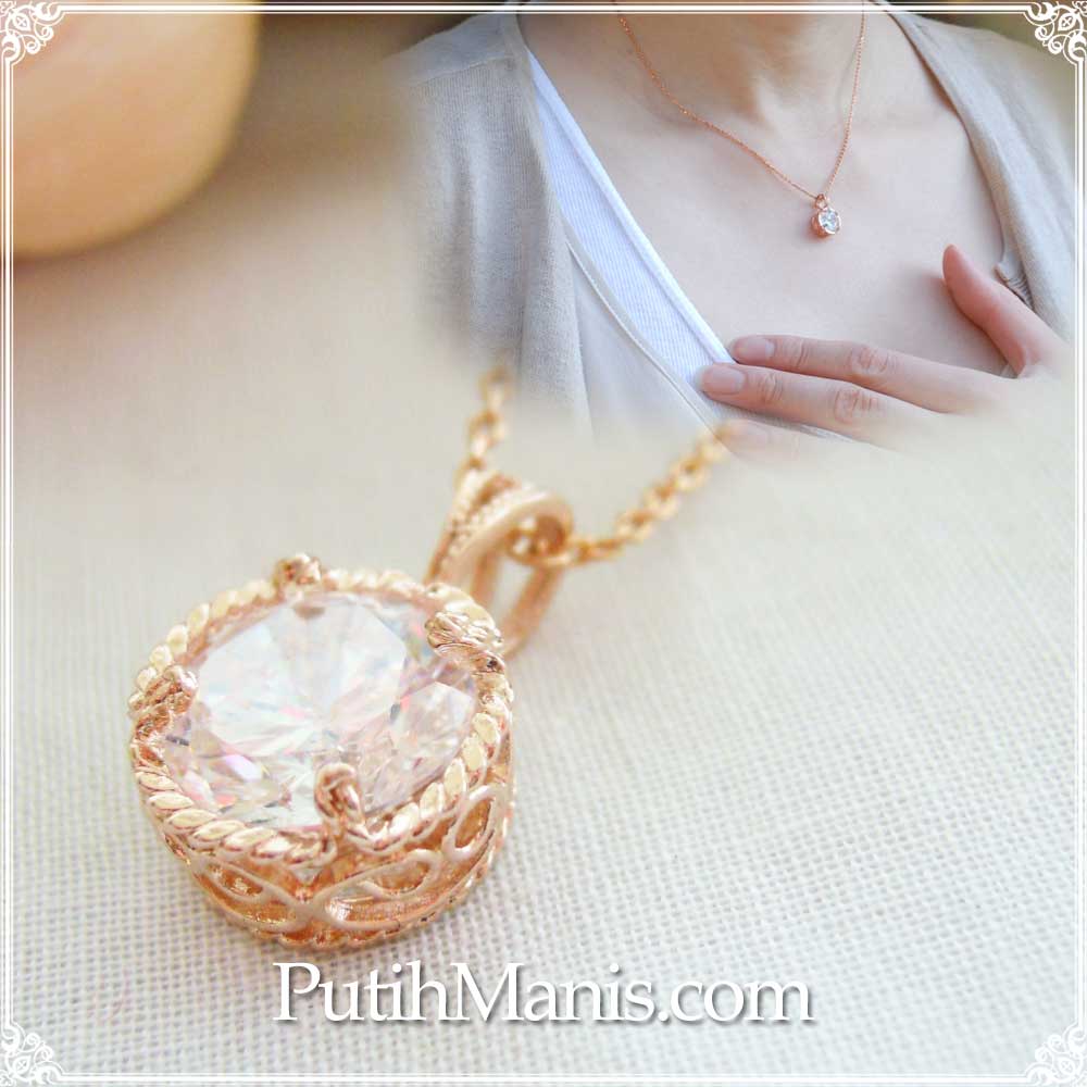 大粒誕生石ジルコニアのネックレス・ペンダントトップ｜銀線細工の