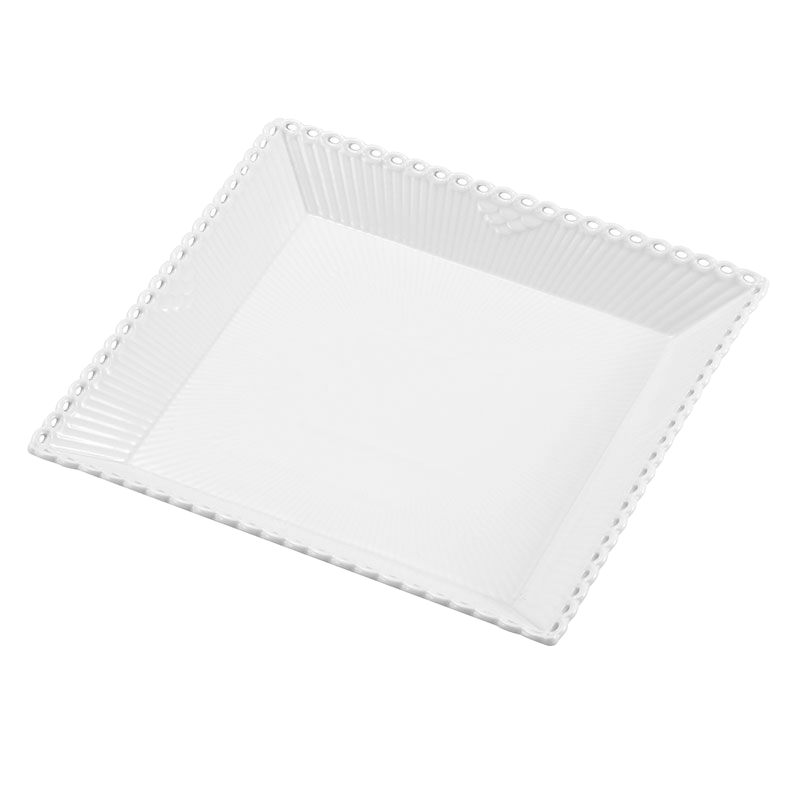 ホワイトフルーテッド フルレース ディッシュ スクエア L 21.5cm