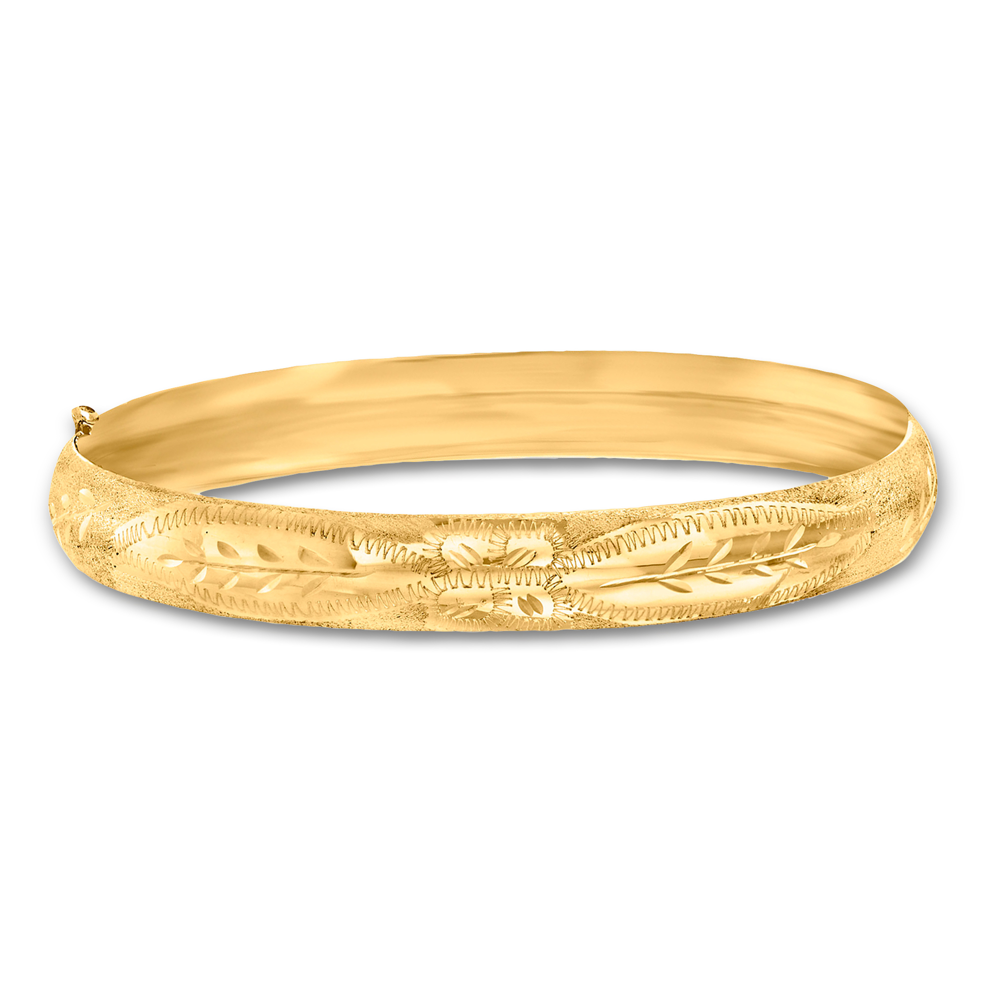 14kt Yellow Gold Floral Etched Bangle Bracelet | Ross Simons