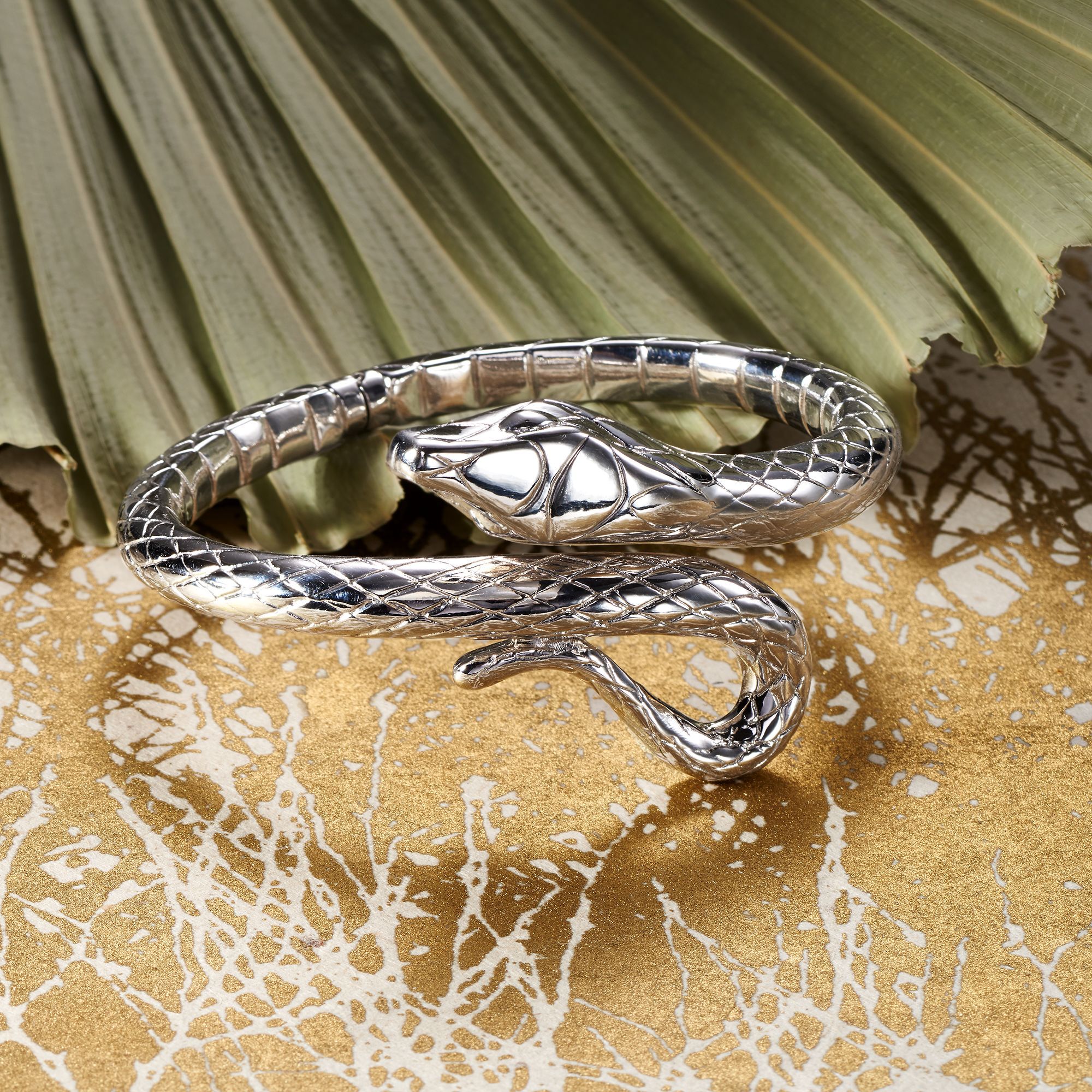 Italian Sterling Silver Snake Bypass Bangle Bracelet | Ross Simons