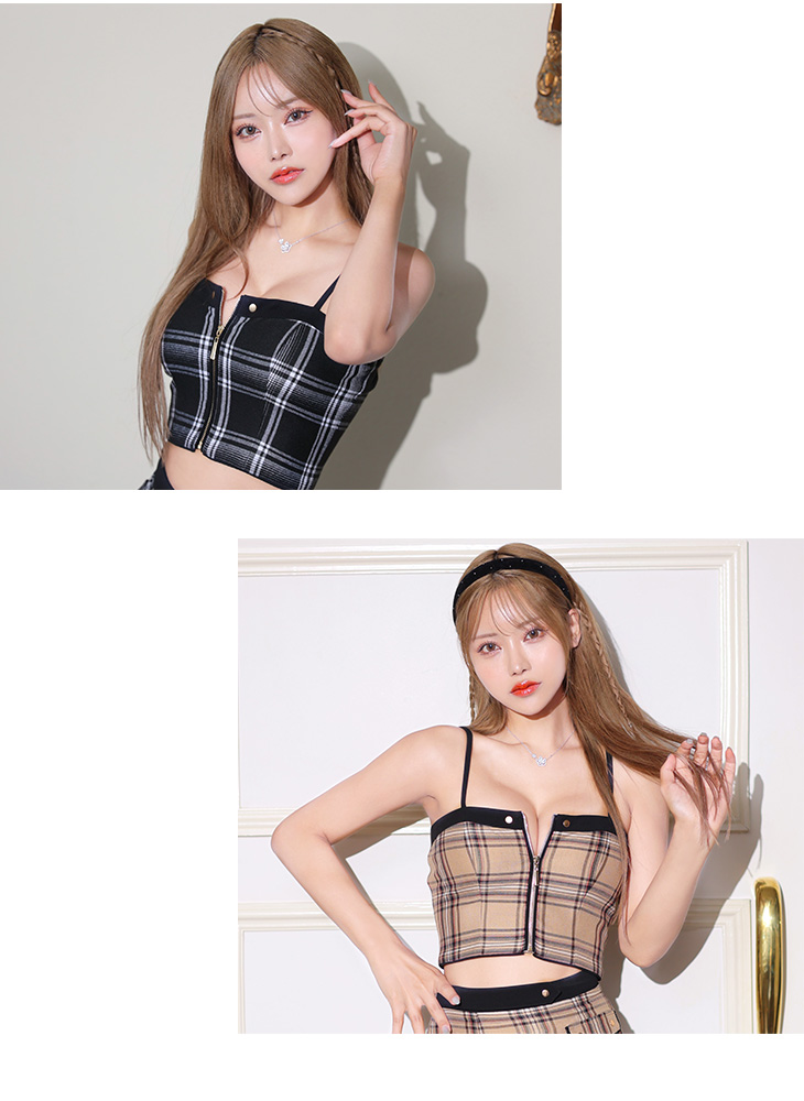 bubbles ポイントレザークロップドセットアップ チェック bubbles