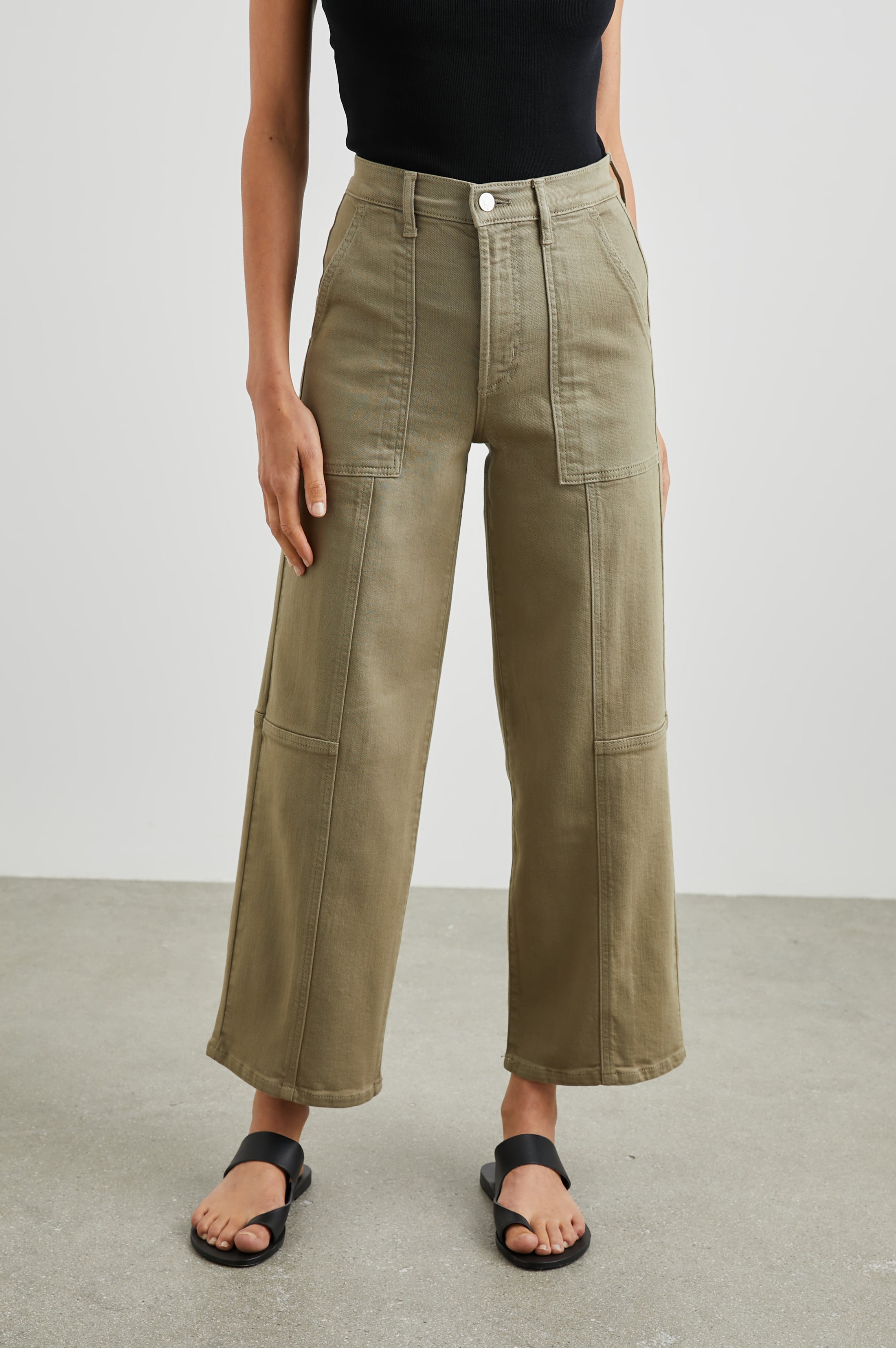 GETTY CROP UTILITY WIDE LEG - WASHED OLIVE – Rails