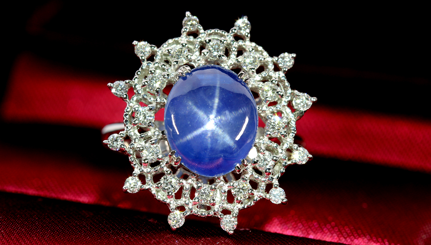 スターサファイア 7.5ct ダイヤモンド 約0.5ct プラチナ リング(指輪