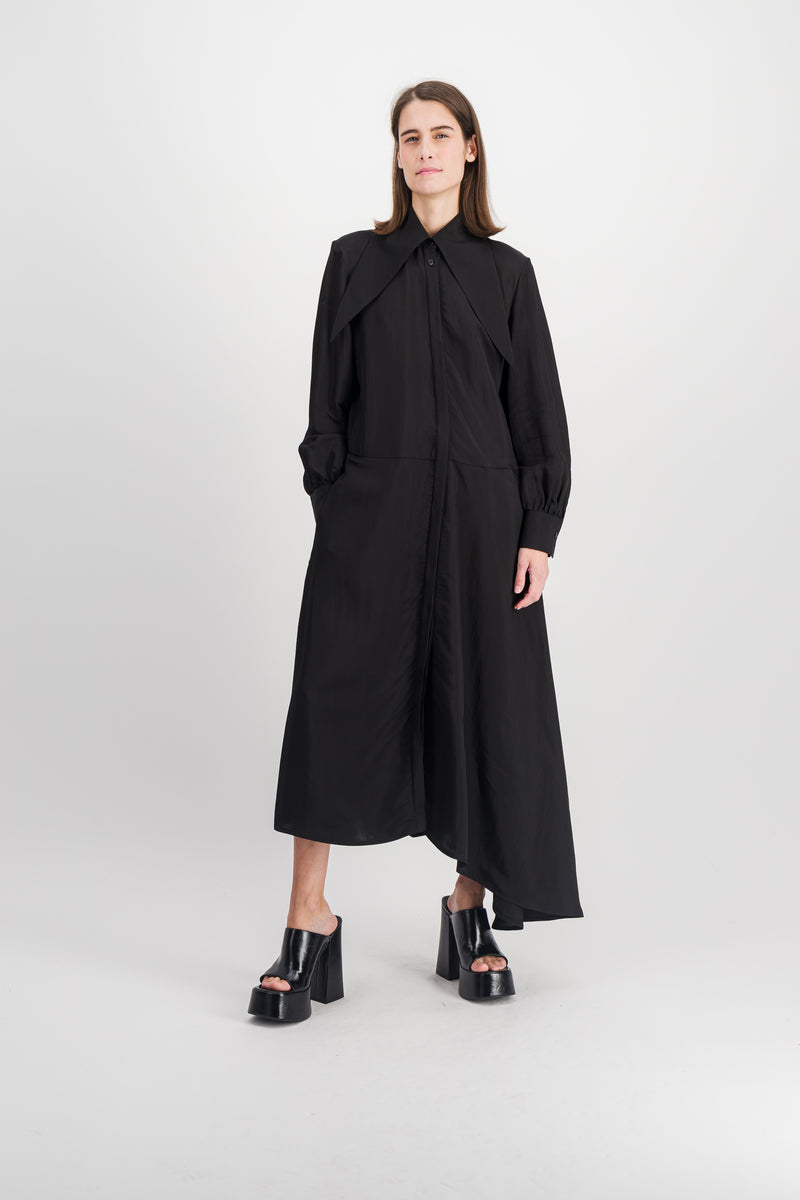 Jil Sander – Asymmetric viscose-silk shirt dress – Renaisa