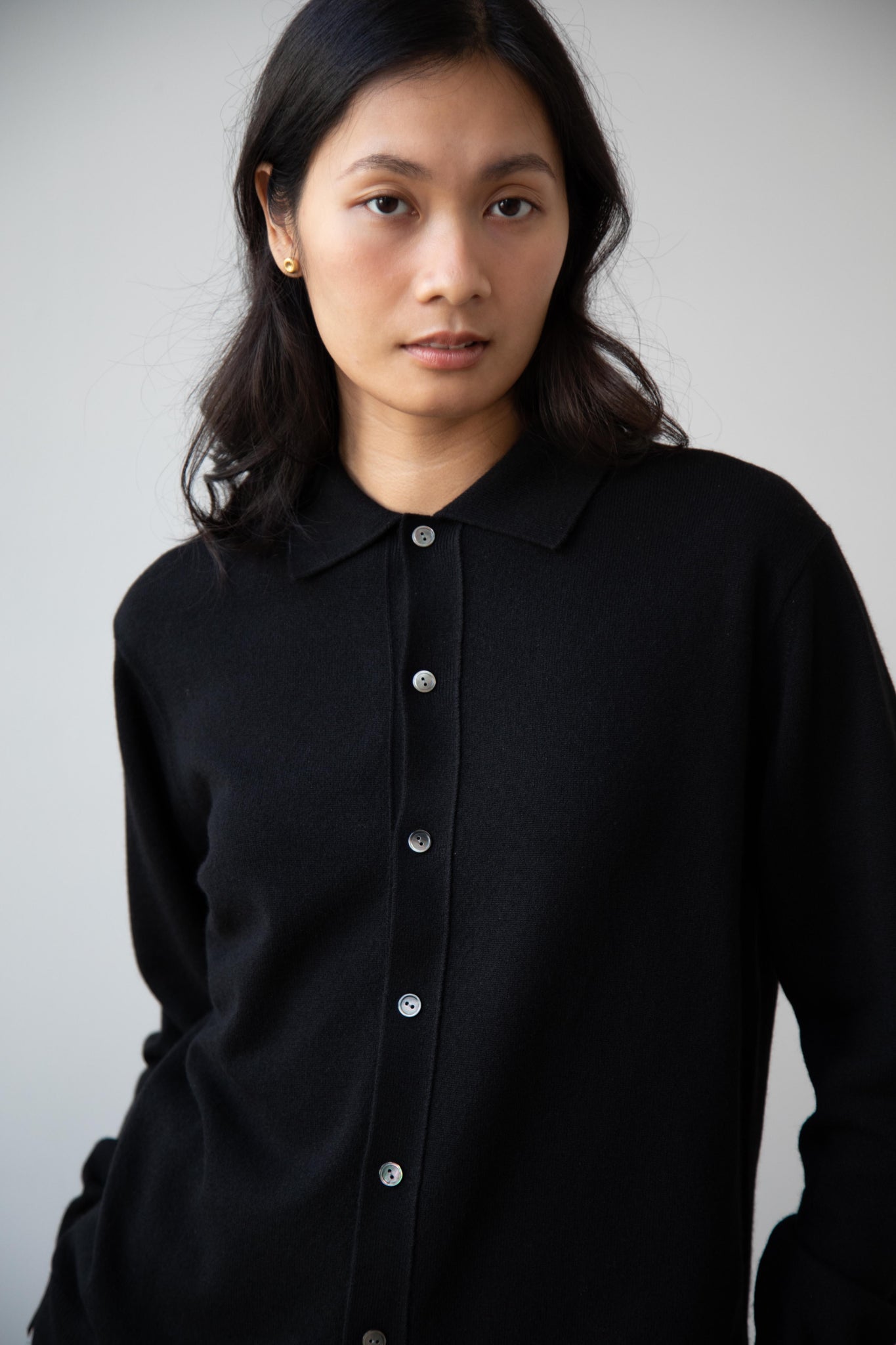 rennes — Arts & Science | Collared Polo Cardigan in Black