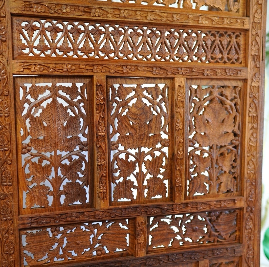 4連パーテーション チーク ヴィンテージ アジアン ぶどう 間仕切り 4連