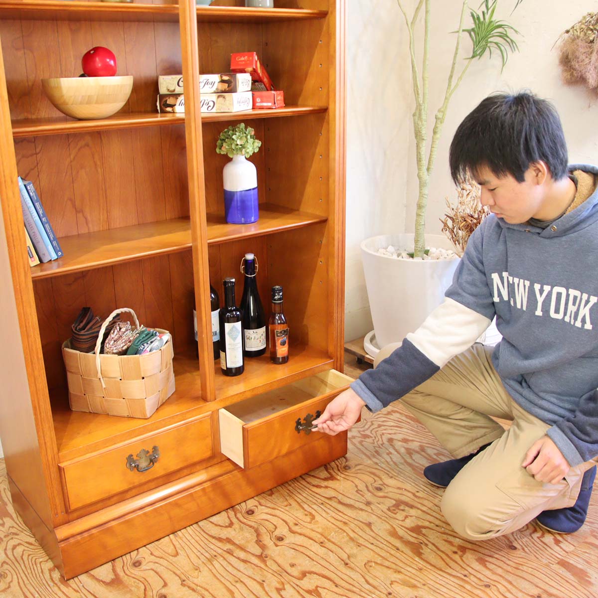 横浜ダニエル 書棚 オープン クラシック家具 本棚 ブックシェルフ