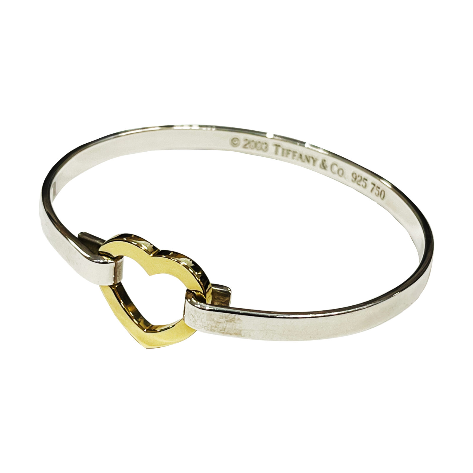 TIFFANY&Co. 925/750 刻印 オープンハート バングル〈USED A〉】をお