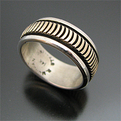 ナバホ族 Bruce Morgan/ブルース・モーガン 14K スタンプワーク リング