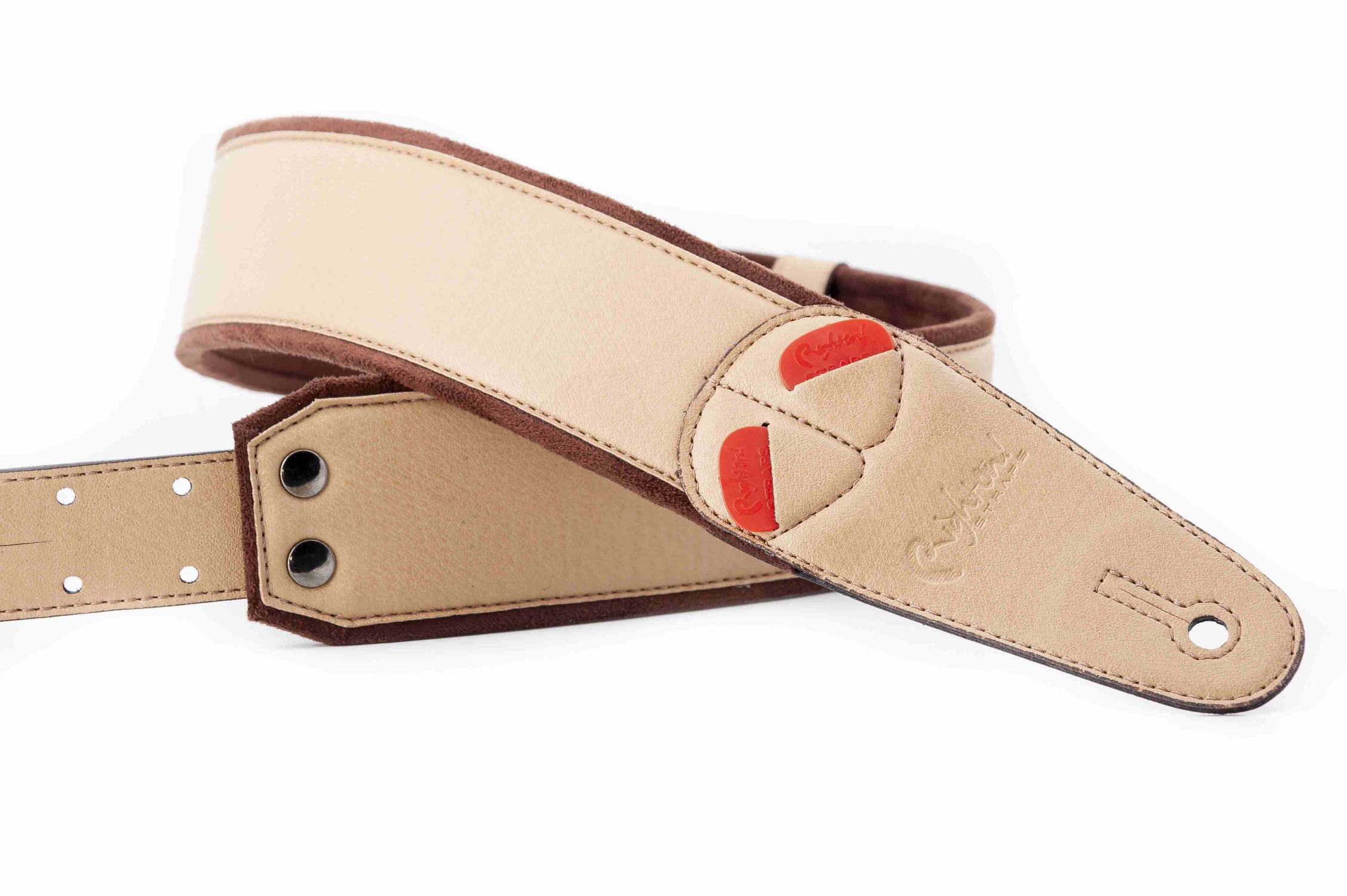 Charm-60 Beige Guitar Strap with RAS Adjustment and Vegan Design