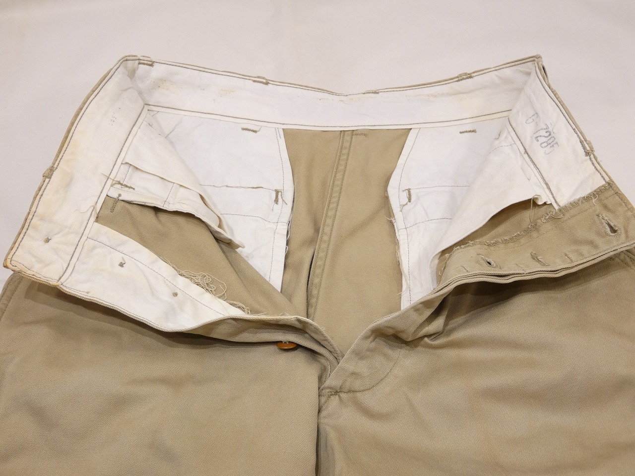 40s 50s US ARMY M-45 COTTON KHAKI CHINO TROUSERS PANTS - RICUR