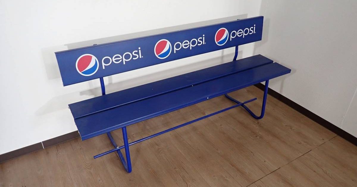 ベンチ pepsi ペプシコーラ 幅1500mm 150cm ブルー イス 長椅子 休憩所