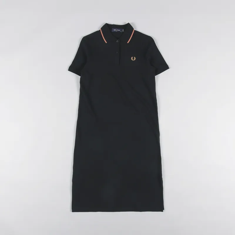 Fred Perry Womens Split Detail Pique Dress Black