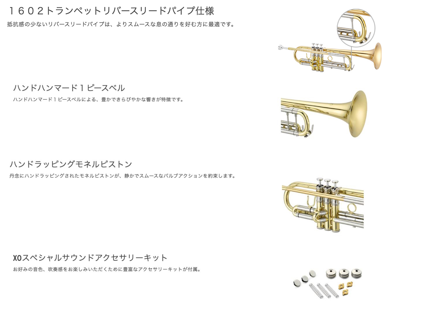 XO エックスオー 1602RL トランペット ラッカー ゴールド イエロー