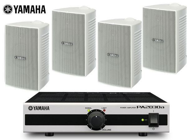 YAMAHA ヤマハ VS4W ホワイト (2ペア) + PA2030a 店舗 BGMセット 屋内