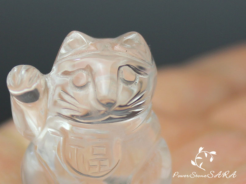 招き猫◇右手◇金運を招く 水晶 - 天然石・数珠ブレスレット通販 和