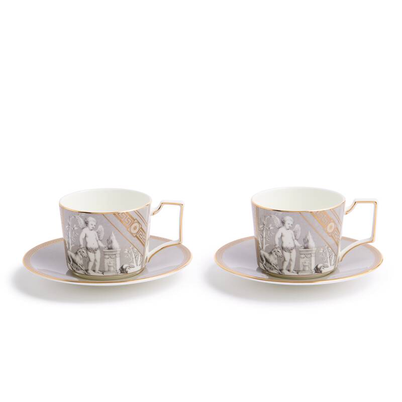 ルネッサンス グレイ ティーカップ&ソーサー アクセント ペア|WEDGWOOD