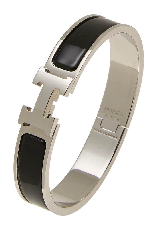 Pre-Owned Black Enamel Clic-Clac 'H' Bracelet Narrow QGJ0672OKD00R