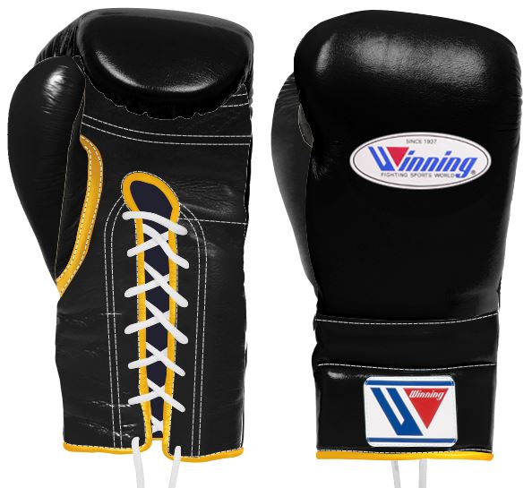Winning Lace-up Boxing Gloves - Black · Gold – WJapan Boxing