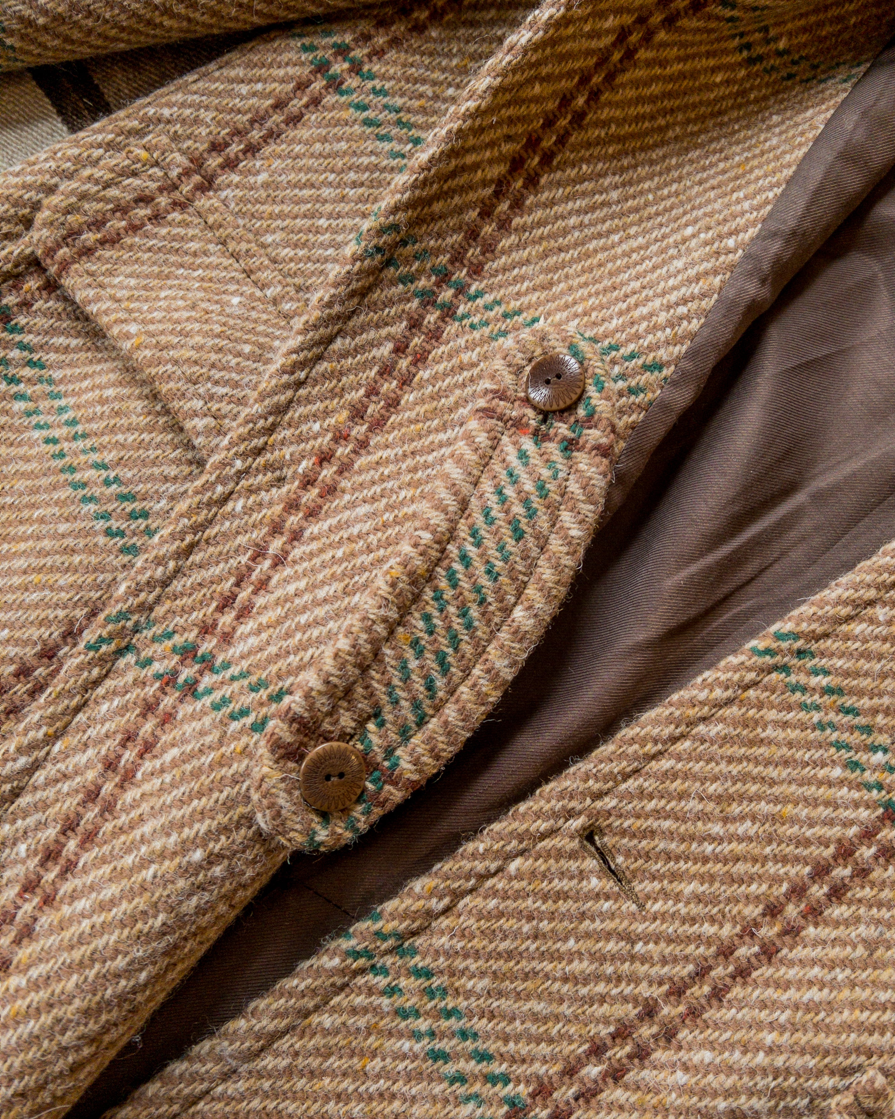 Raglan Wool Overcoat - Rust and Evergreen Windowpane – Wythe