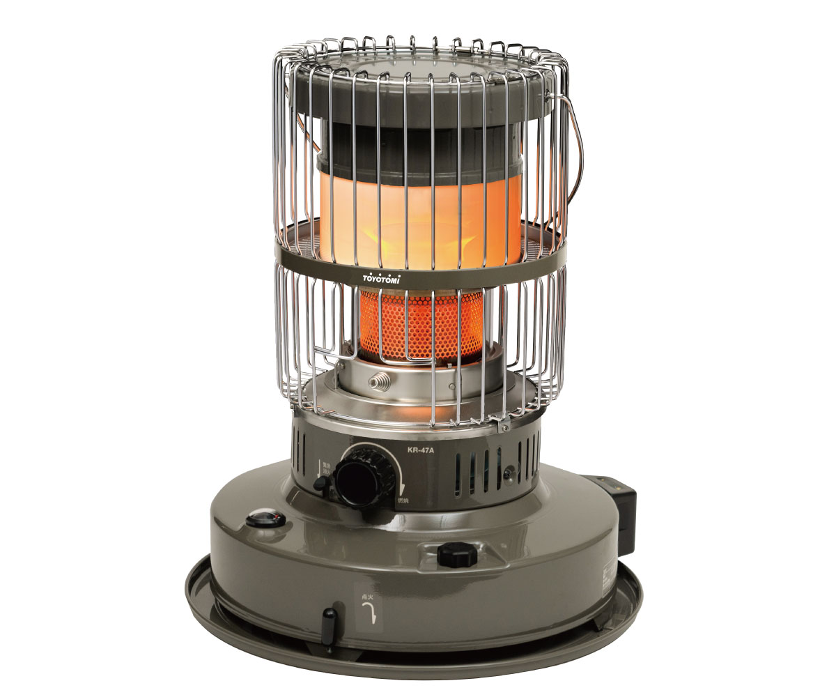 石油ストーブの新色登場。グレージュ、グレー、ホワイト、ブラックの4