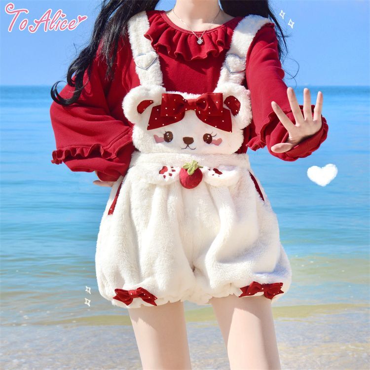 ToAlice】C7096 SweetStrawberryベアサロペットかぼちゃパンツ【30