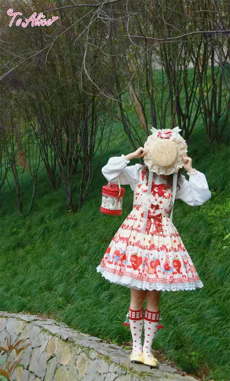 ToAlice】L1613 StrawberryRabbitプリントジャンパースカート - To Alice
