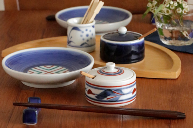 砥部焼の和食器 梅山窯の薬味入れ【砥部工房 からくさ】