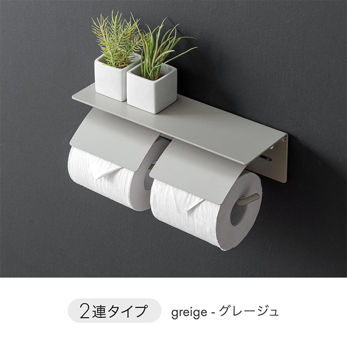 片手で切れる トイレットペーパーホルダー 2連 鉄製 おしゃれ 静音