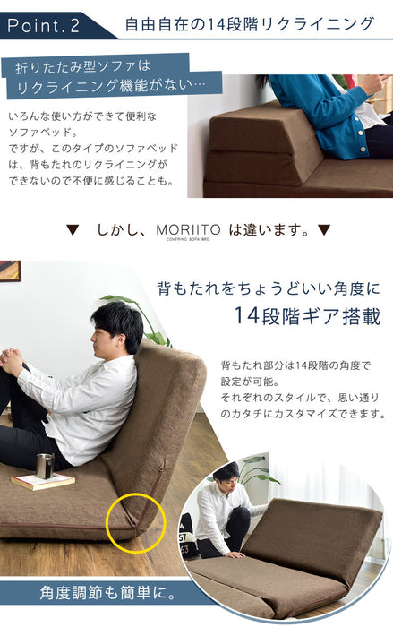 2人掛け3way ローソファベッド 日本製 こたつ用 14段階角度調整